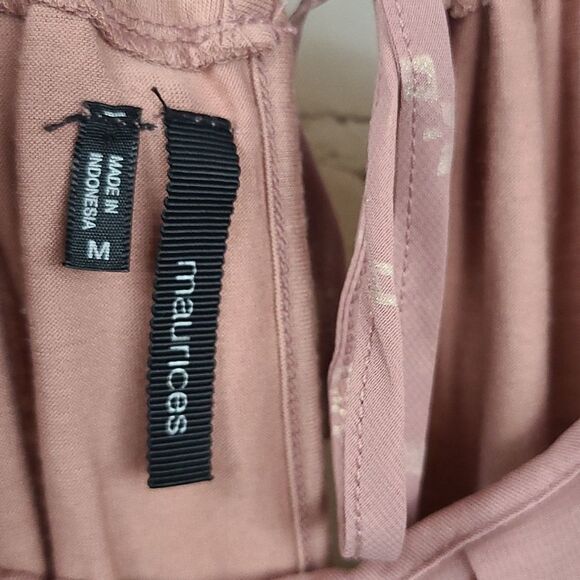 Maurices Sleeveless Top Medium Dusty Rose Pleated Neck Sheer Halter Keyhole Back - Picture 6 of 12